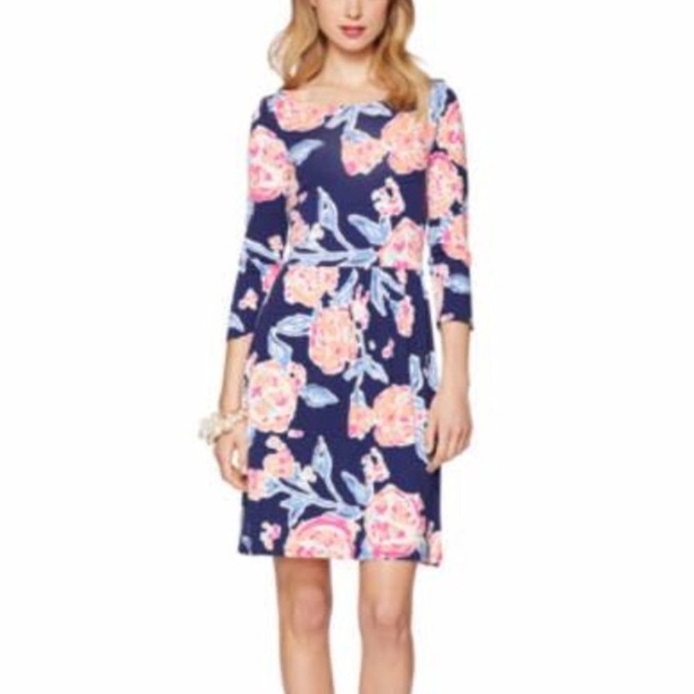 EUC Lilly Pulitzer Evelyn Dress Navy Pom Pom